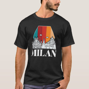 T-shirt Cathédrale de Milan Skyline Rétro Italie