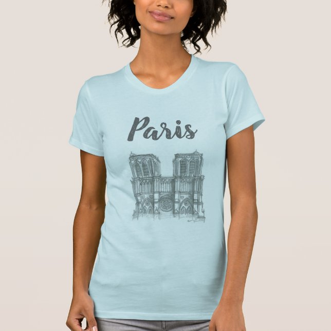 T-shirt Cathédrale de Notre Dame, Paris, France (Devant)