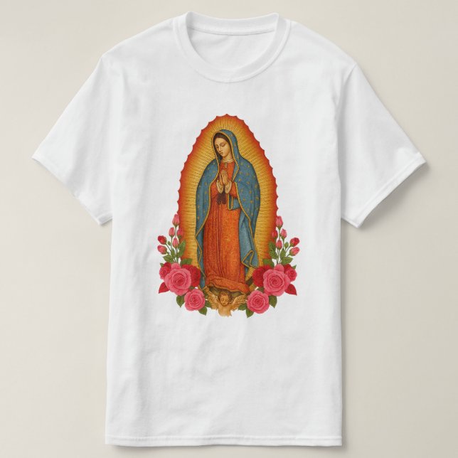 T-shirt Catholic Our Lady of Guadalupe Saint Virgin Mary (Design devant)