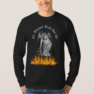 T-shirt Catholic Saint Michel Priez Pour Nous Jetant Satan