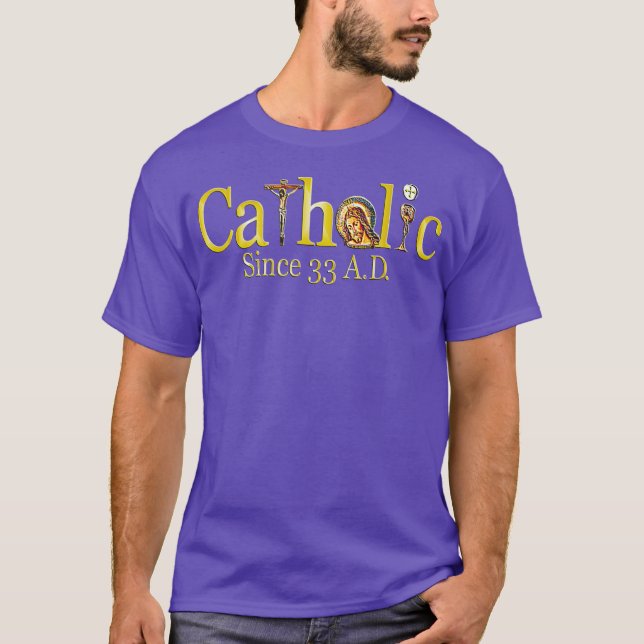 T-shirt Catholique depuis 33 après Jésus Crucifix Eucharis (Devant)