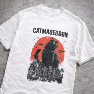 T-shirt Catmageddon Géant Chat Monstre Ville Kaiju Drôle A