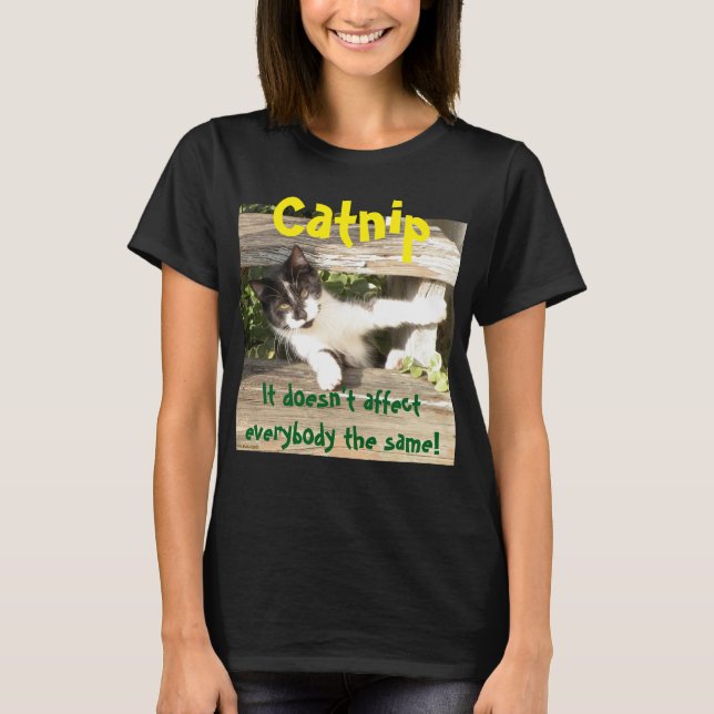 T-shirt "Catnip", cats, funny, humor, cute, gift  (Devant)