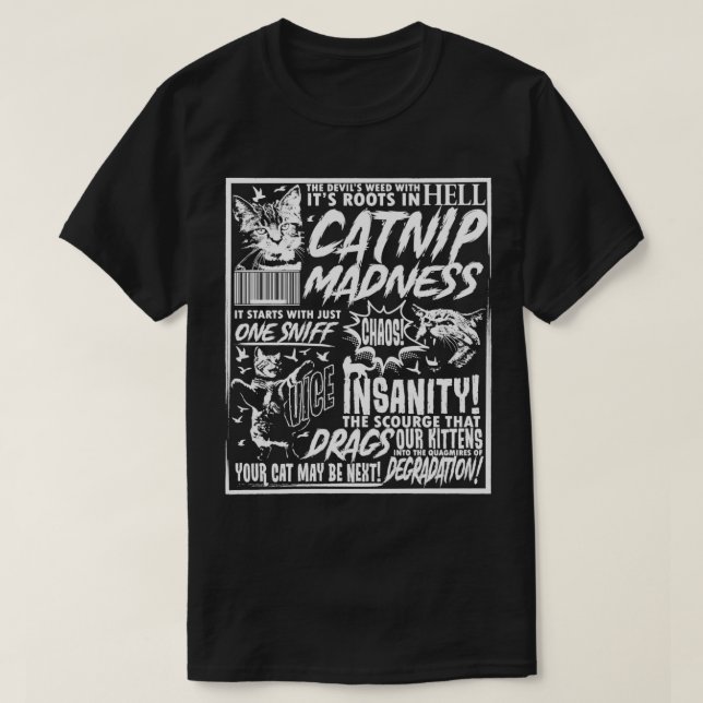 T-shirt Catnip Madness Drôle Amoureux des chats Propriétai (Design devant)
