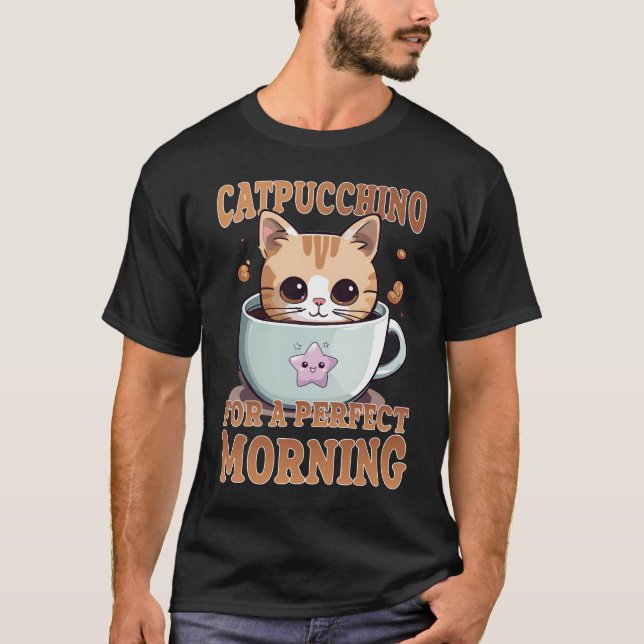 T-shirt Catpuccino pour un café le matin parfait (Devant)