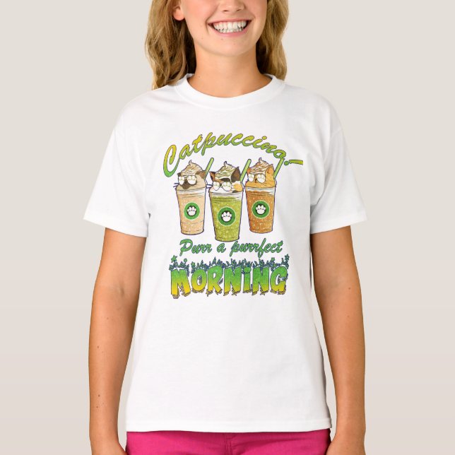 T-shirt Catpuccino, Purr un matin parfait (Devant)
