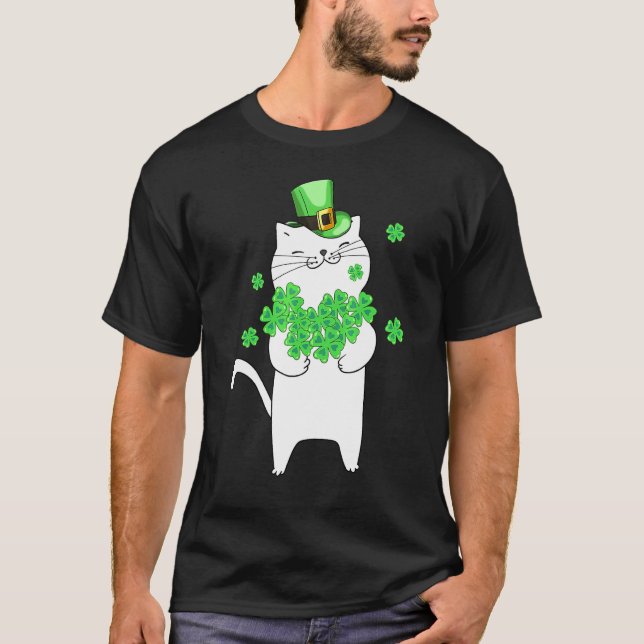 T-shirt Catricks Day Chat Shamrock Jour de la Saint Patric (Devant)