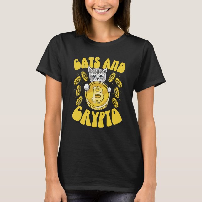 T-shirt Cats And Crypto Cryptocurrency Blockchain Trader F (Devant)