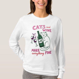 T-shirt Cats and Wine Funny Mug – Make Everything Fine