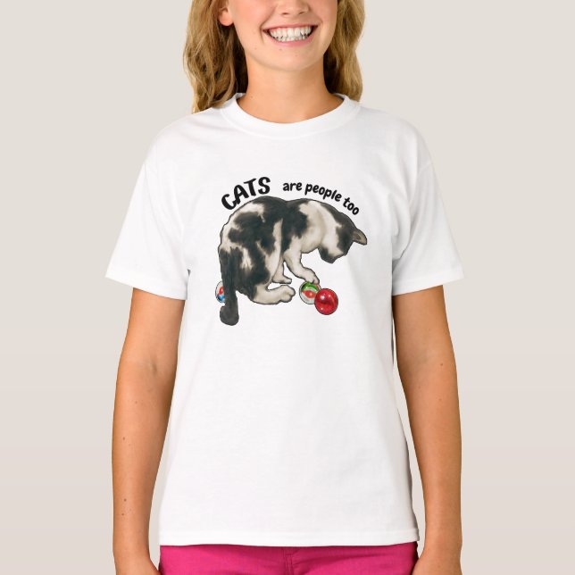 T-shirt CATS are People Too, Cat and MARBLES (Devant)