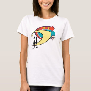 T-shirt Cats et lunes modernes de l'ère rétro atomique du 