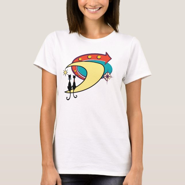 T-shirt Cats et lunes modernes de l'ère rétro atomique du  (Devant)