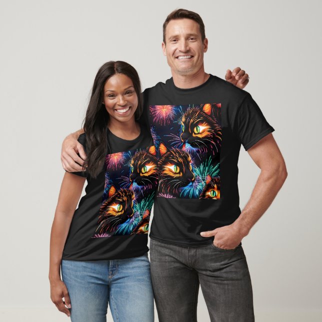 T-shirt Cats Fireworks (Unisexe)