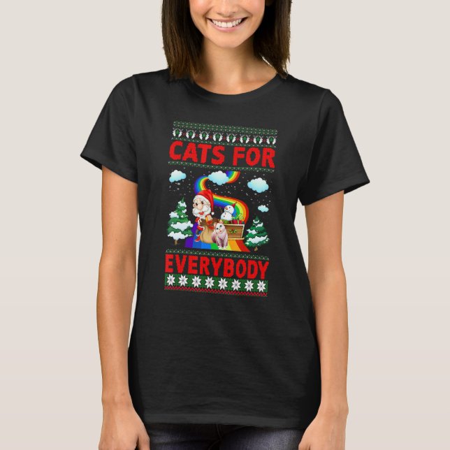 T-shirt Cats For Everyboday Christmas Pajama Ugly Cats (Devant)
