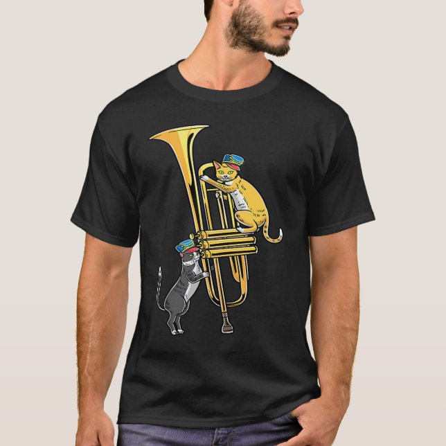 T-shirt Cats In Trumpet Instrument Trumpet Player Trumpete (Devant)