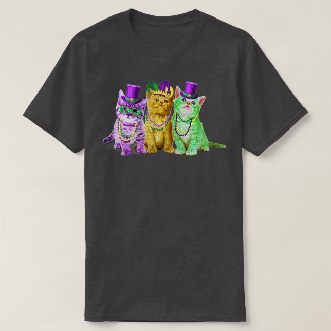 T-shirt Cats Kitten Kitty Mardi Gras Festival Party Cat Lo (Design devant)