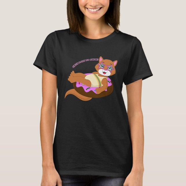 T-shirt cats love to swim summer (Devant)