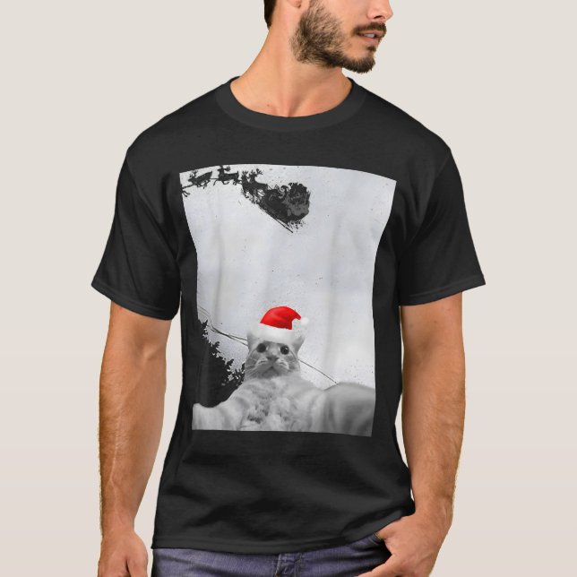 T-shirt Cats Meme Funny Cat Selfie With Santa Hat Christma (Devant)