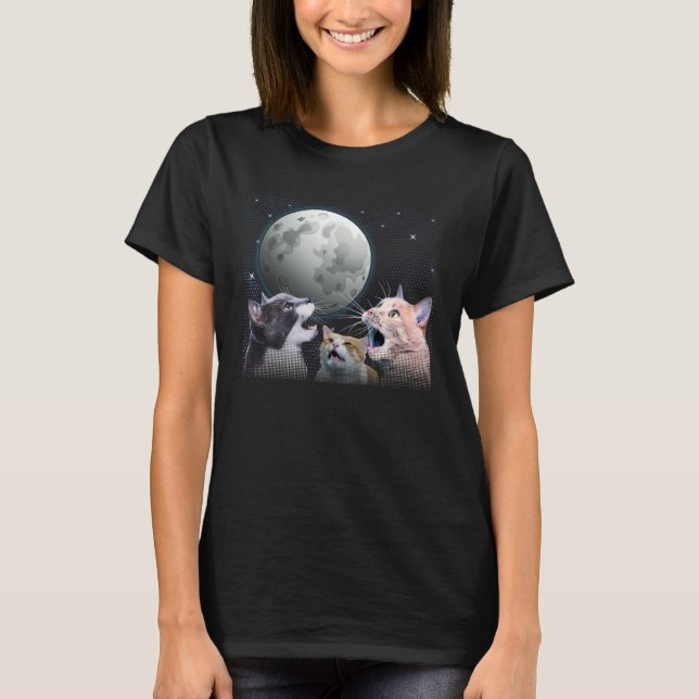 T-shirt Cats Meowling At Moon Cat   Space Kitten Joke (Devant)