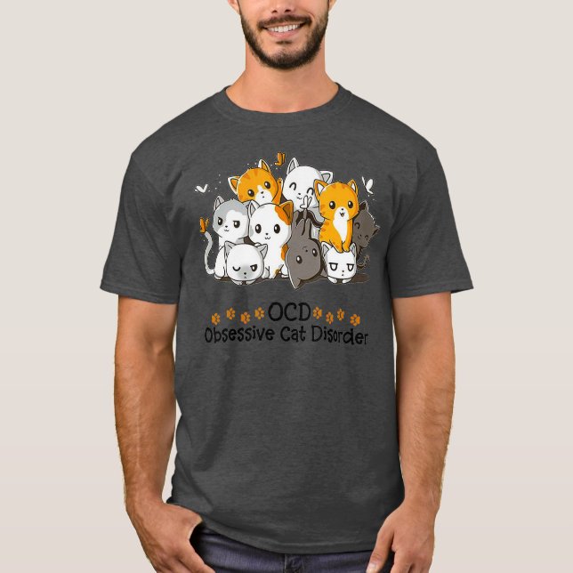 T-shirt Cats Obsessed Butterfly Kitten Kitty Cute Funny (Devant)