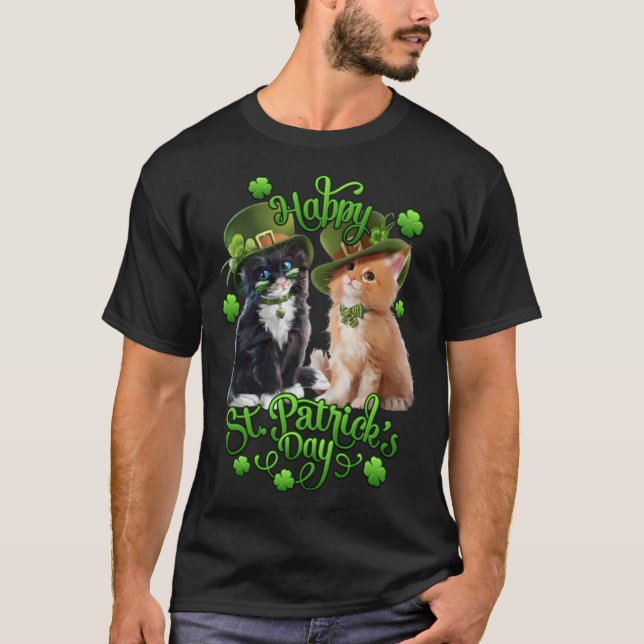 T-shirt Cats St Pat's Paddy Patrick Day's Happy St Cat Tri (Devant)