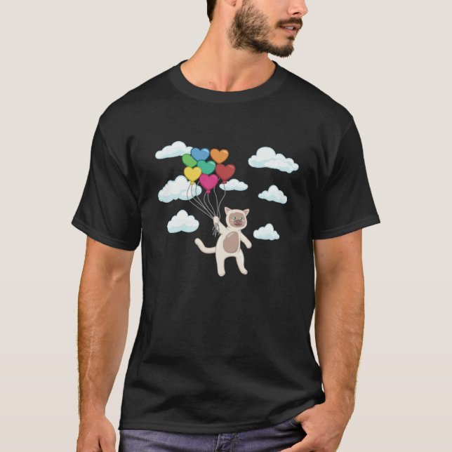 T-shirt Cats Valentine's Heart Balloons Cat Valentine's Da (Devant)