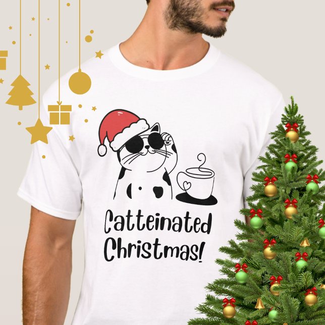 T-shirt Catteinated Christmas Coffee and Cat Lover Holiday (Créateur téléchargé)