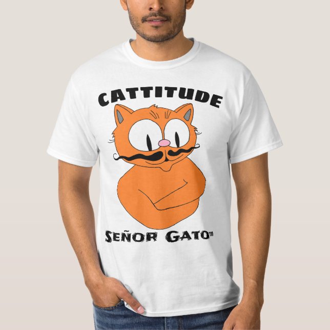 T-shirt CATTITUDE Dessin Mustache Chat (Devant)