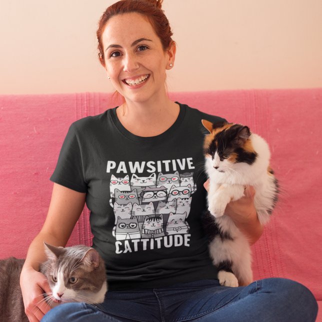 T-shirt Cattitude optimistic cat humor (Créateur téléchargé)