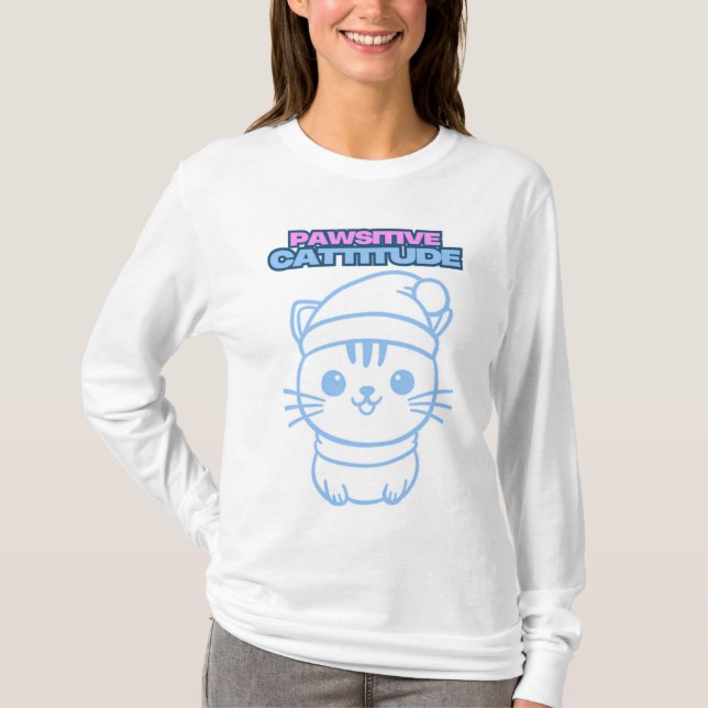 T-SHIRT CATTITUDE PAWSITIVE (Devant)
