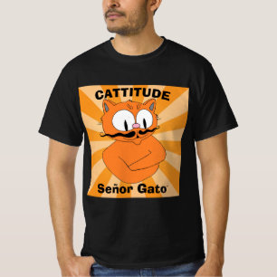 T-shirt CATTITUDE Señor Gato™ Chat de Dessin Animé Moustac