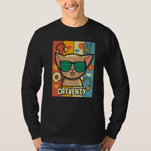 T-shirt Catventy Retro les années 70 Chat (Devant)