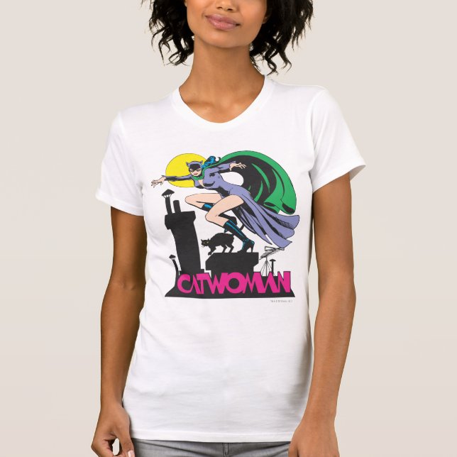 T-shirt Catwoman & Logo rose (Devant)