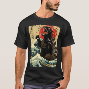 T-shirt Catzilla Cat Art Drôle Chat Japonais Pour Hommes F