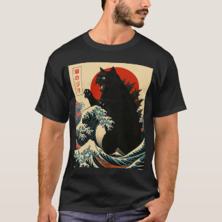 T-shirt Catzilla Cat Japanese Art Funny Gifts for Men Wome