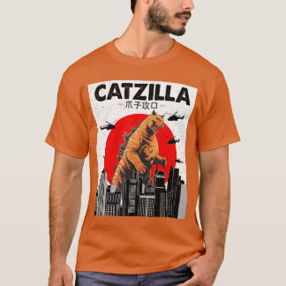 T-shirt Catzilla Chat Art Japonais Cadeaux Drôles de Chat