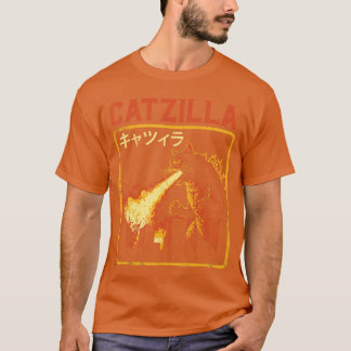 T-shirt Catzilla Chat Monstre Drôle Parodie Japonaise Femm