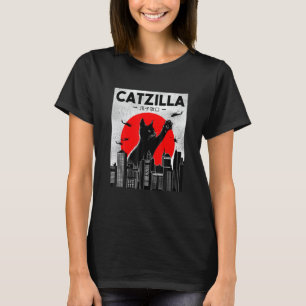 T-shirt Catzilla Chat Style Coucher de Soleil Japonais Ch