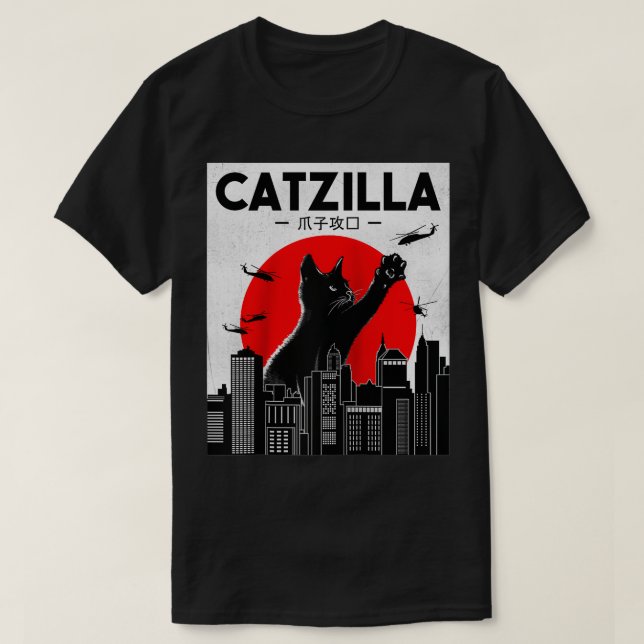 T-shirt Catzilla Funny Chat, Chat Funny, Amoureux des chat (Design devant)