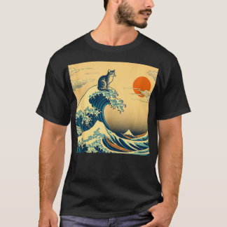 T-shirt Catzilla Funny Chat Vintage Japonais Art Chat Prop