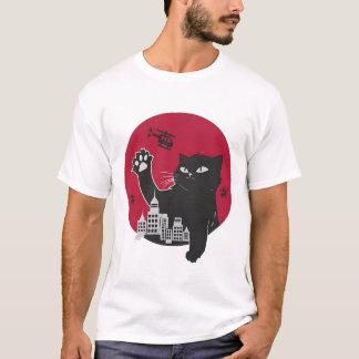 T-shirt Catzilla géant drôle chat noir Godzilla