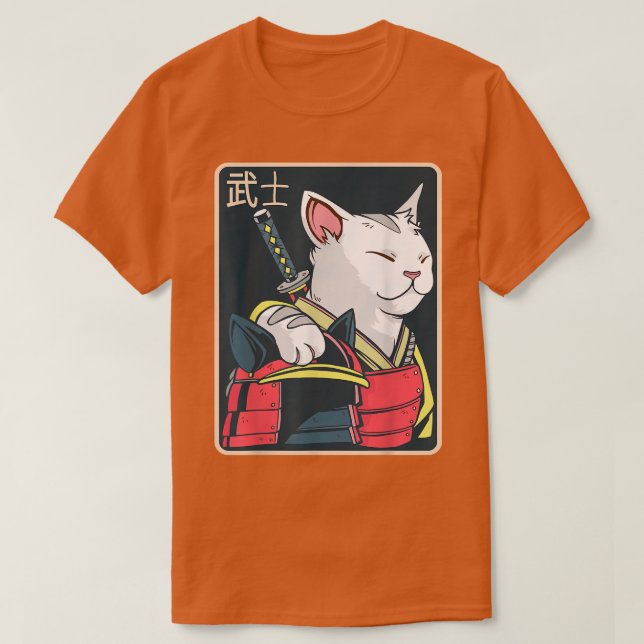 T-shirt Catzilla - Japanese Cat Art - Katana Sword - Anime (Design devant)