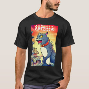 T-shirt Catzilla Parodie Drôle de Chat Chaton Animal de Co