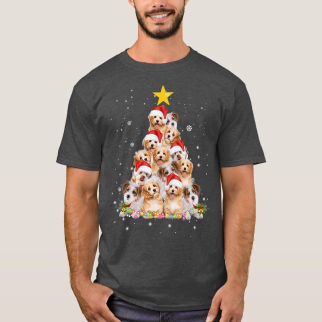 T-shirt Cavachon Arbre de Noël Drôle Drôle Chien Amant Cad (Devant)