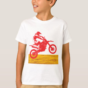T-shirt Cavalier de moto cross rouge en silhouette