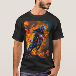 T-shirt Cavalier de motocross sur un volcan