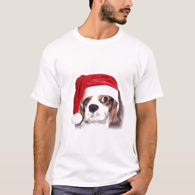 T-shirt cavalier de Père Noël d'épagneul du Roi (Devant)