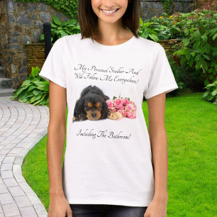 T-shirt Cavalier King Charles Avec Stalker Personnel Rose