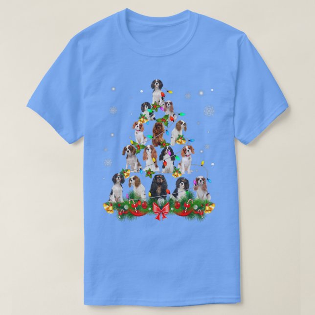 T-shirt Cavalier King Charles Spanie Christmas Tree Lights (Design devant)