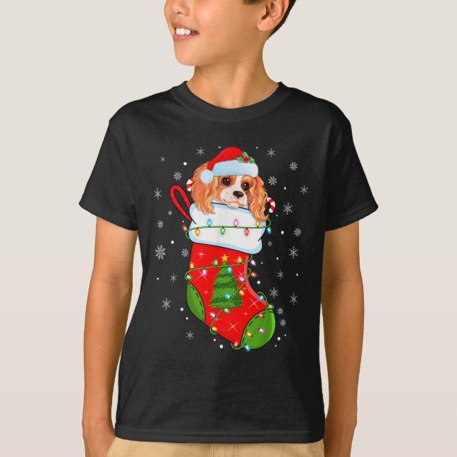 T-shirt Cavalier King Charles Spaniel Chien Dans Noël Soc (Devant)